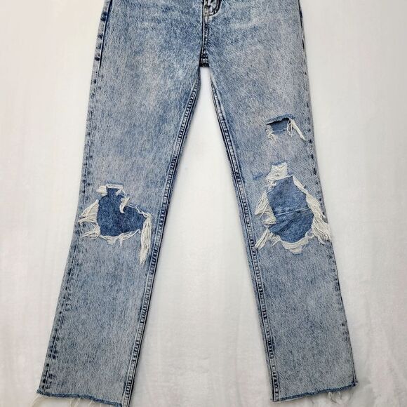 We The Free My Own Lane Distressed High Rise Acid Wash Jeans Size 24 - Picture 4 of 12